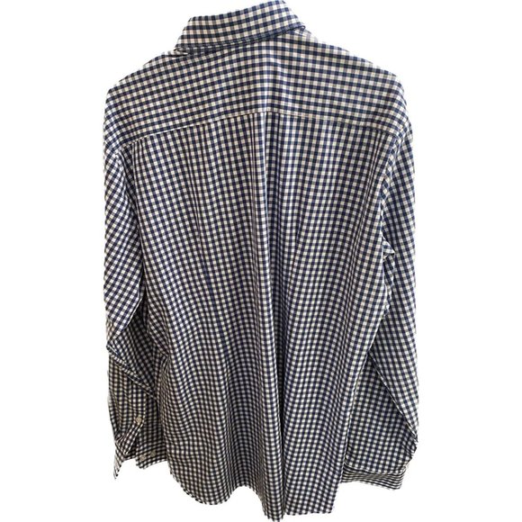 Mizzen+Main Mens Size 2XL Trim Fit Performance Shirt L/S Blue Plaid Gingham - Picture 2 of 8